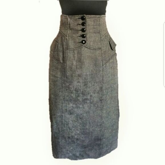 NANETTE LEPORE Grey Pencil Corset Skirt Size 6 - Picture 2 of 8